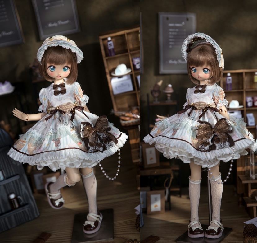 【1/4】ドール服 モカミッション 6点セット ミント モカ ロリータ ワンピース ロリータ 洋装 グリーン 摩卡使命
