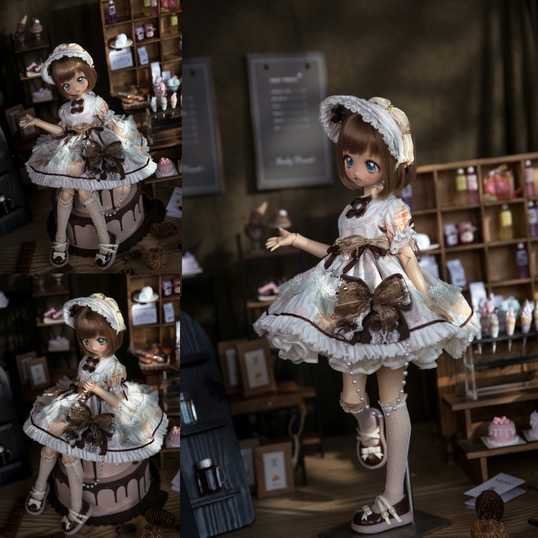 【1/4】ドール服 モカミッション 6点セット ミント モカ ロリータ ワンピース ロリータ 洋装 グリーン 摩卡使命
