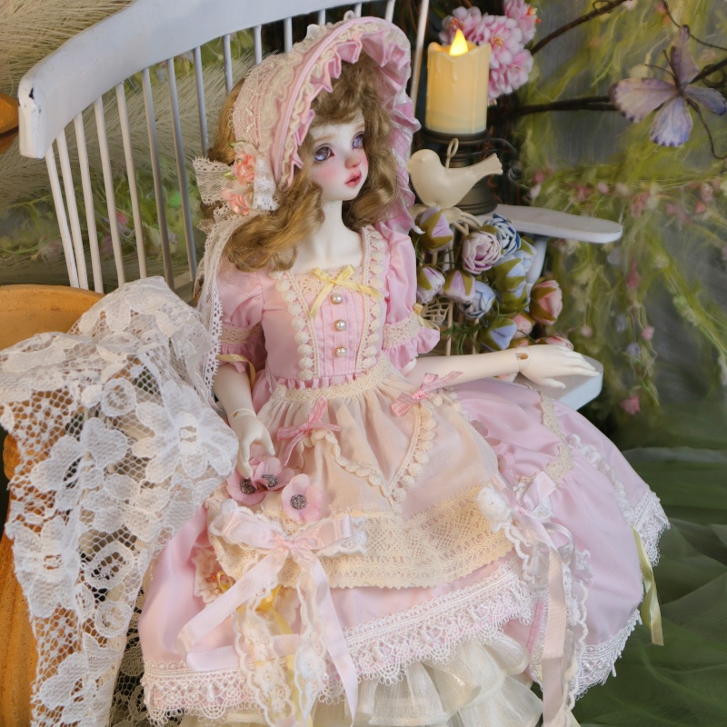 【1/4】ドール服 桜風トラベル 4点セット ロリータ 洋装 ピンク ロリータ ワンピース 樱风旅程