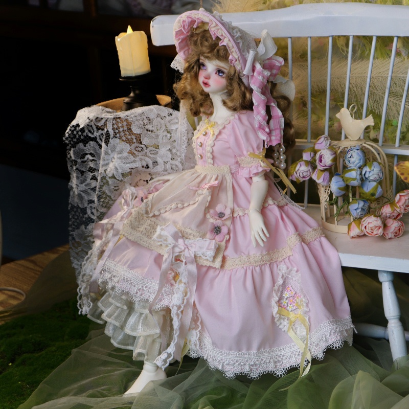 【1/4】ドール服 桜風トラベル 4点セット ロリータ 洋装 ピンク ロリータ ワンピース 樱风旅程