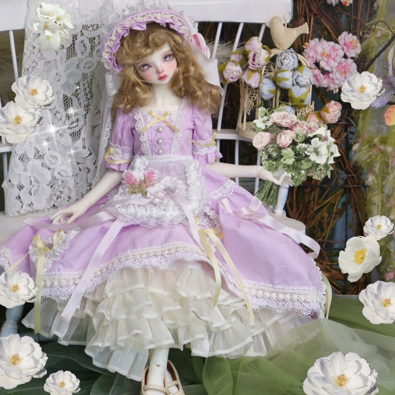 【1/4】ドール服 槿 むくげ 4点セット ロリータ 洋装 槿上花语 ラベンダー ロリータ ワンピース