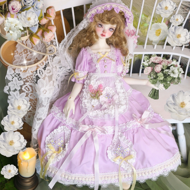 【1/4】ドール服 槿 むくげ 4点セット ロリータ 洋装 槿上花语 ラベンダー ロリータ ワンピース