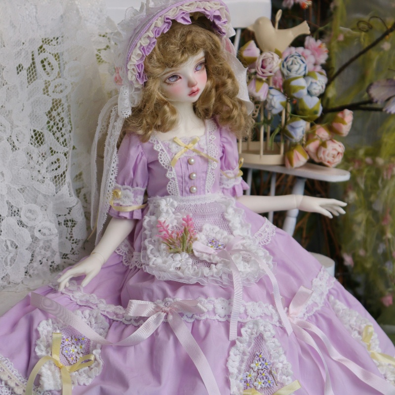 【1/4】ドール服 槿 むくげ 4点セット ロリータ 洋装 槿上花语 ラベンダー ロリータ ワンピース