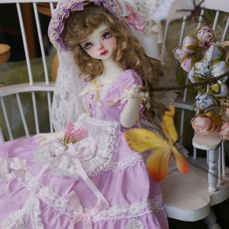 【1/4】ドール服 槿 むくげ 4点セット ロリータ 洋装 槿上花语 ラベンダー ロリータ ワンピース