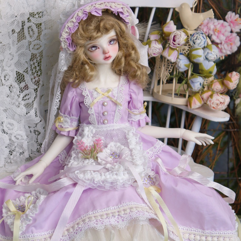 【1/4】ドール服 槿 むくげ 4点セット ロリータ 洋装 槿上花语 ラベンダー ロリータ ワンピース