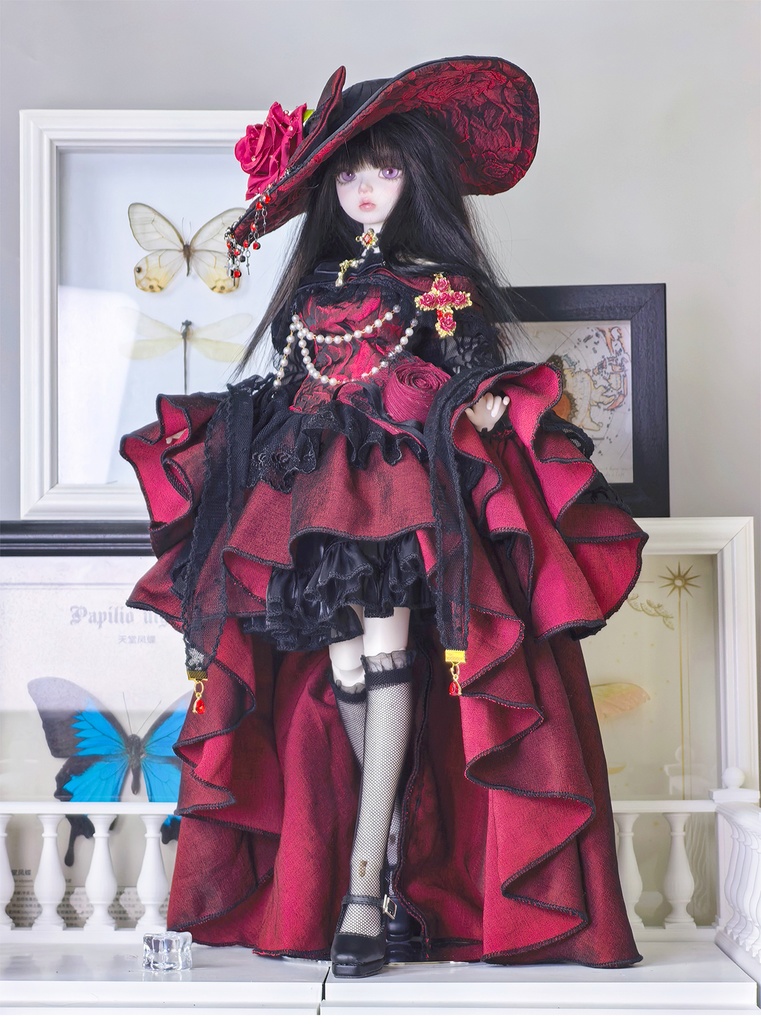 【1/4】ドール服 ブラック 11点セット ロココ調 宮廷風 エレガント 黑巴克小姐 一栗糖糖