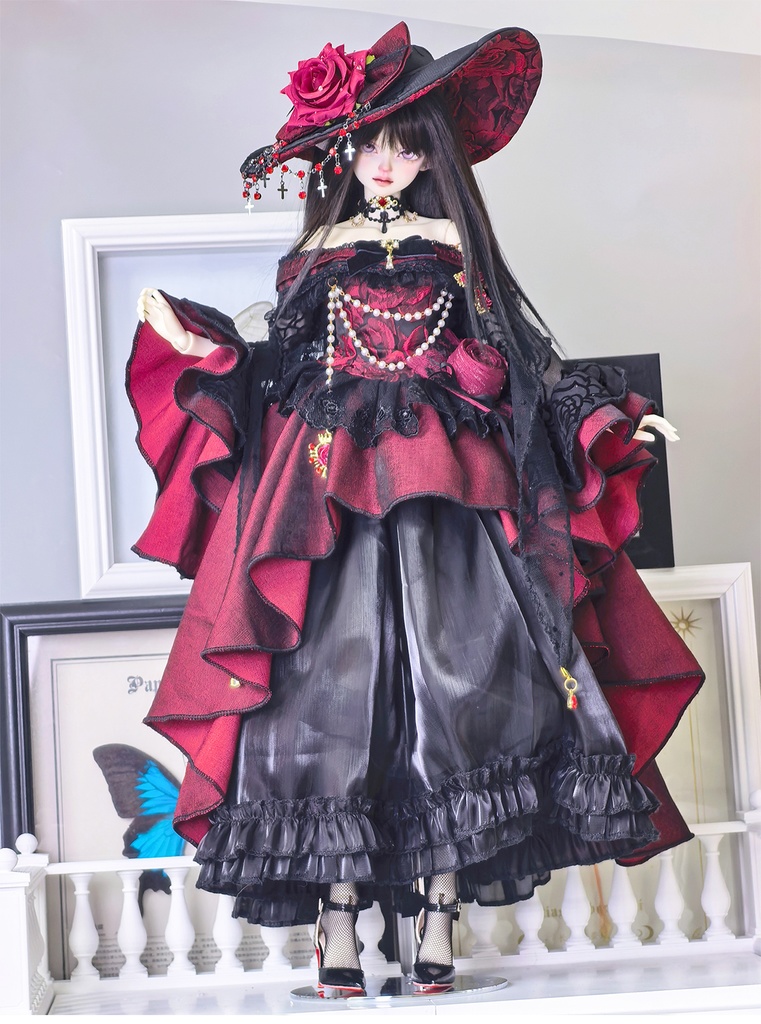 【1/4】ドール服 ブラック 11点セット ロココ調 宮廷風 エレガント 黑巴克小姐 一栗糖糖