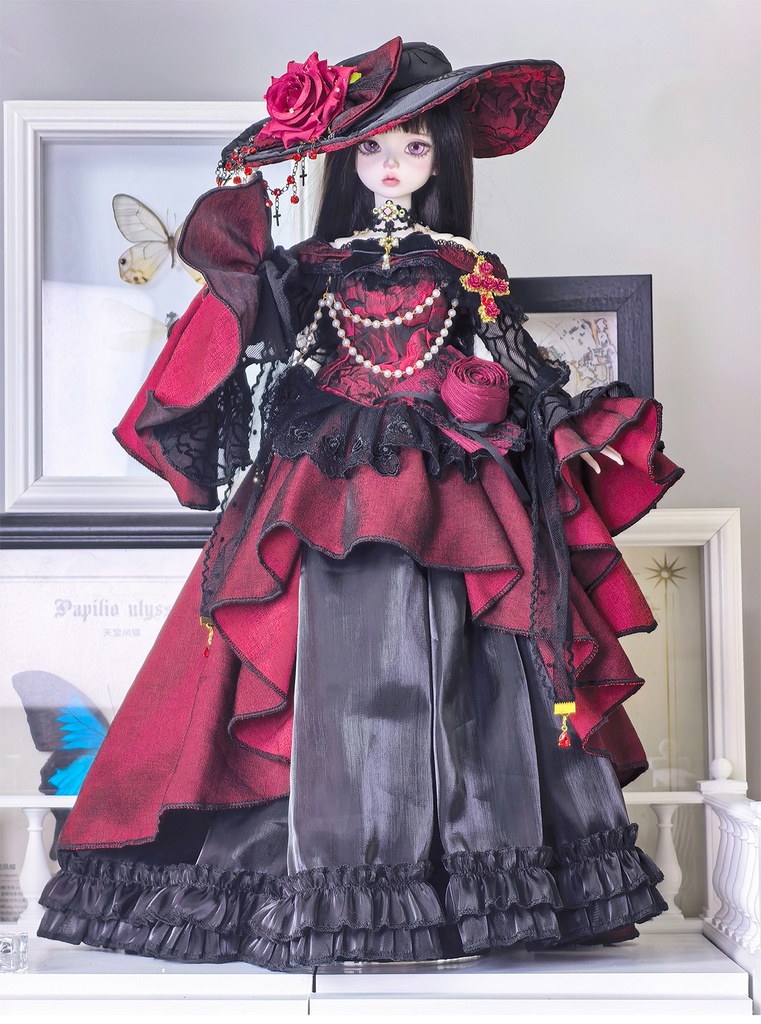 【1/4】ドール服 ブラック 11点セット ロココ調 宮廷風 エレガント 黑巴克小姐 一栗糖糖