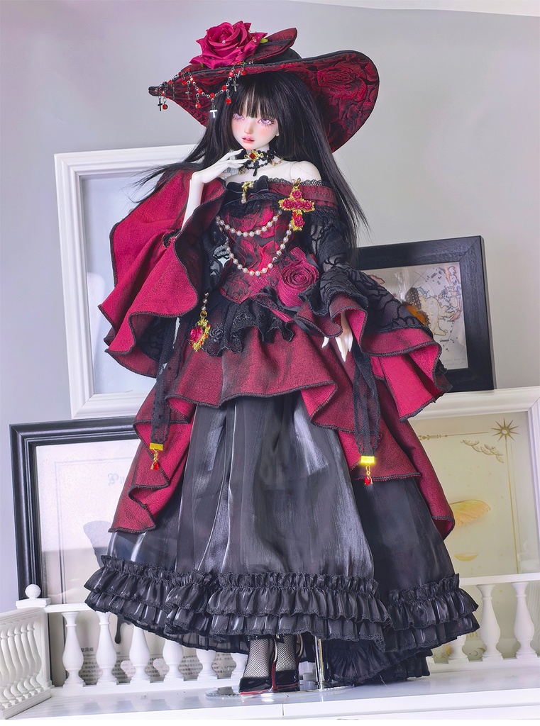 【1/4】ドール服 ブラック 11点セット ロココ調 宮廷風 エレガント 黑巴克小姐 一栗糖糖