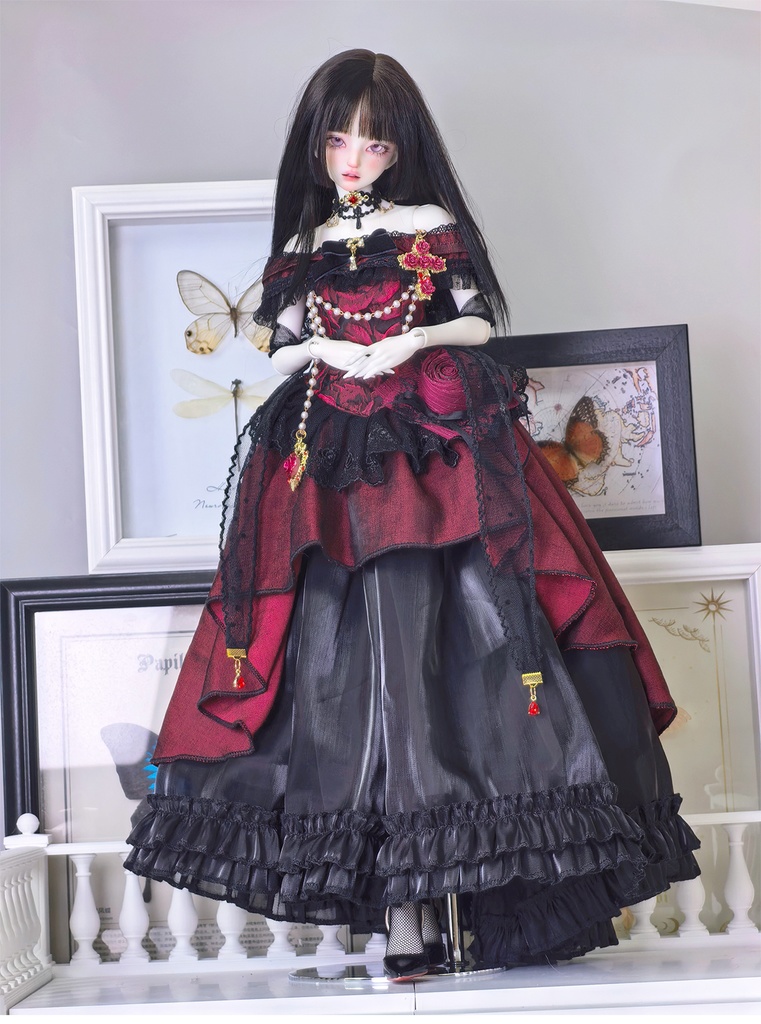 【1/4】ドール服 ブラック 11点セット ロココ調 宮廷風 エレガント 黑巴克小姐 一栗糖糖