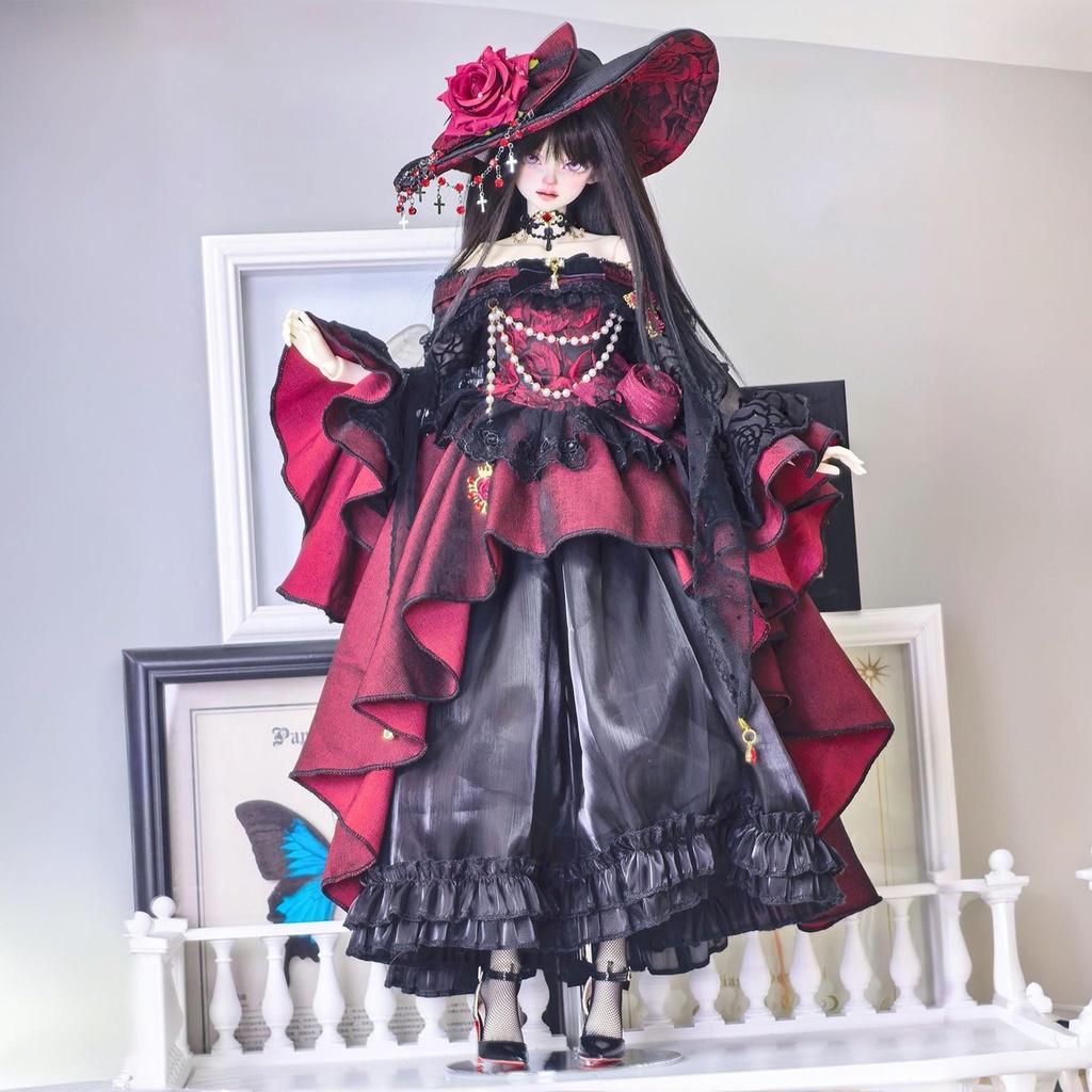 【1/4】ドール服 ブラック 11点セット ロココ調 宮廷風 エレガント 黑巴克小姐 一栗糖糖