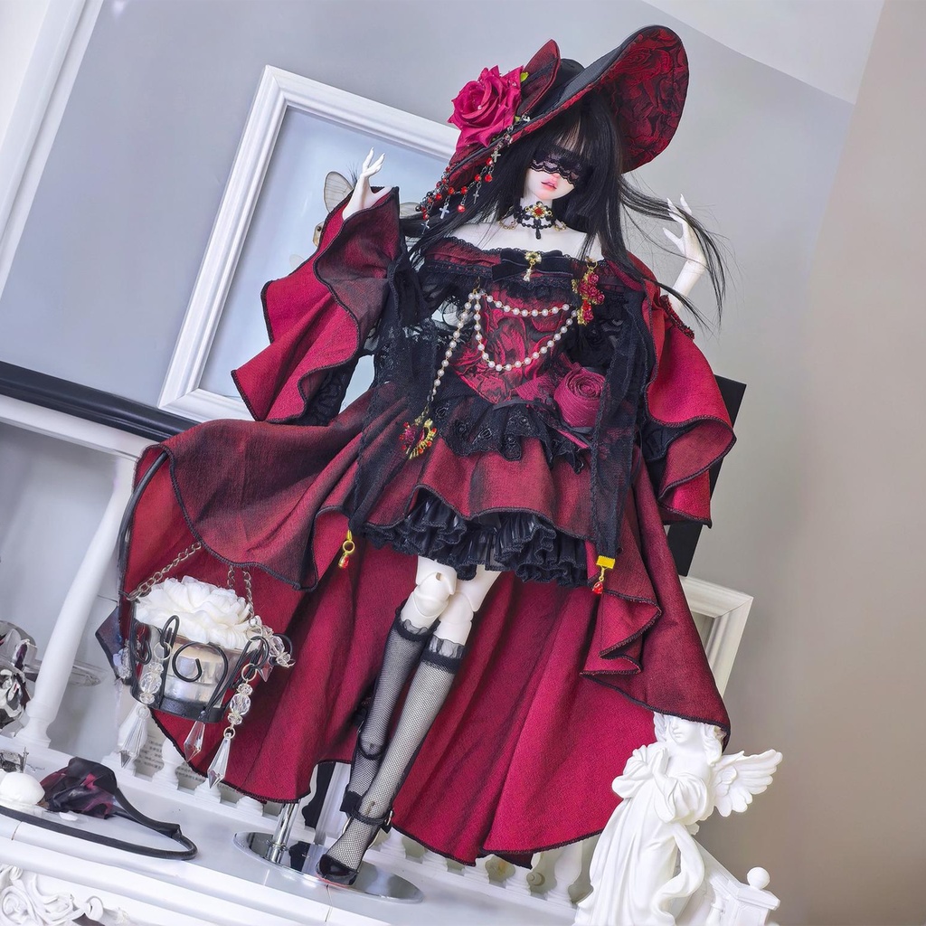 【1/4】ドール服 ブラック 11点セット ロココ調 宮廷風 エレガント 黑巴克小姐 一栗糖糖