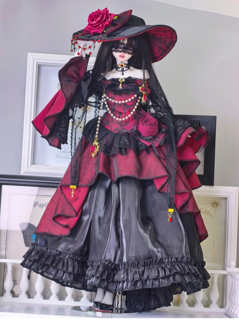 【1/4】ドール服 ブラック 11点セット ロココ調 宮廷風 エレガント 黑巴克小姐 一栗糖糖