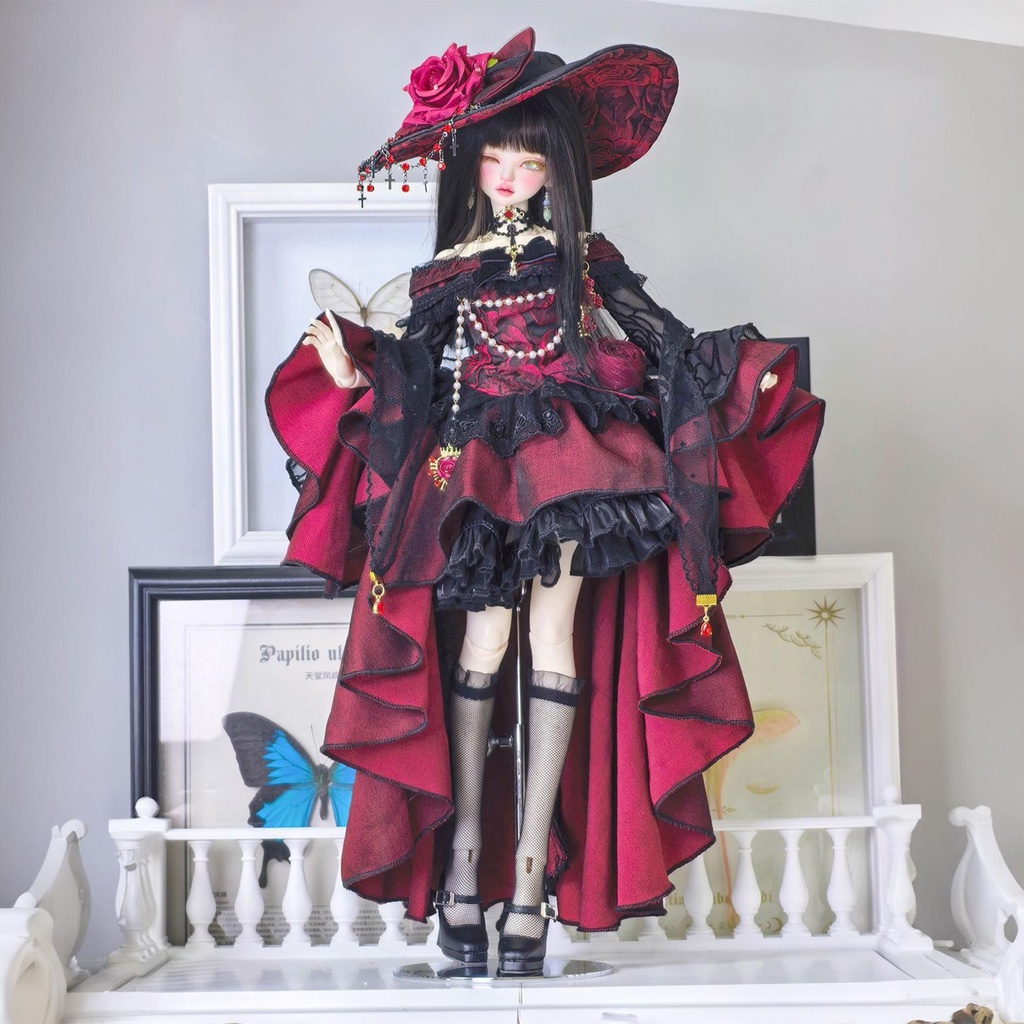 【1/4】ドール服 ブラック 11点セット ロココ調 宮廷風 エレガント 黑巴克小姐 一栗糖糖