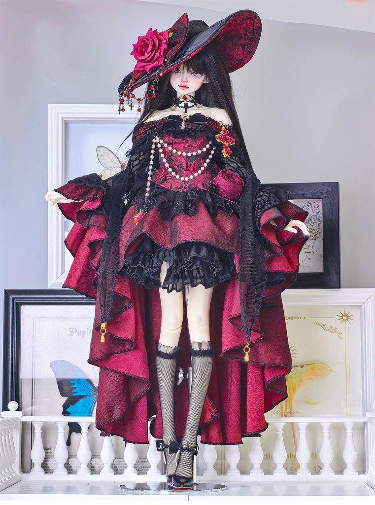 【1/4】ドール服 ブラック 11点セット ロココ調 宮廷風 エレガント 黑巴克小姐 一栗糖糖