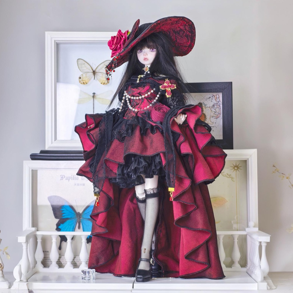 【1/4】ドール服 ブラック 11点セット ロココ調 宮廷風 エレガント 黑巴克小姐 一栗糖糖