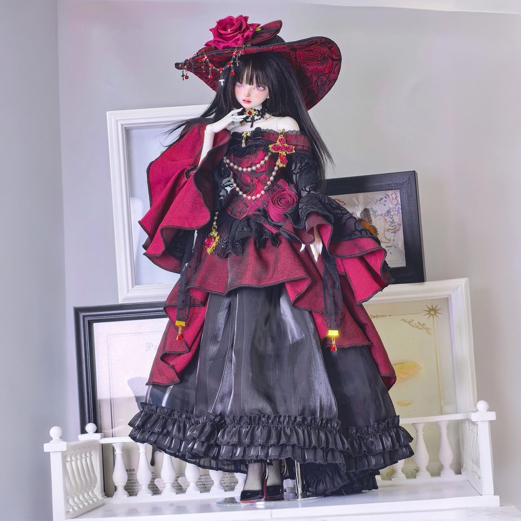 【1/4】ドール服 ブラック 11点セット ロココ調 宮廷風 エレガント 黑巴克小姐 一栗糖糖