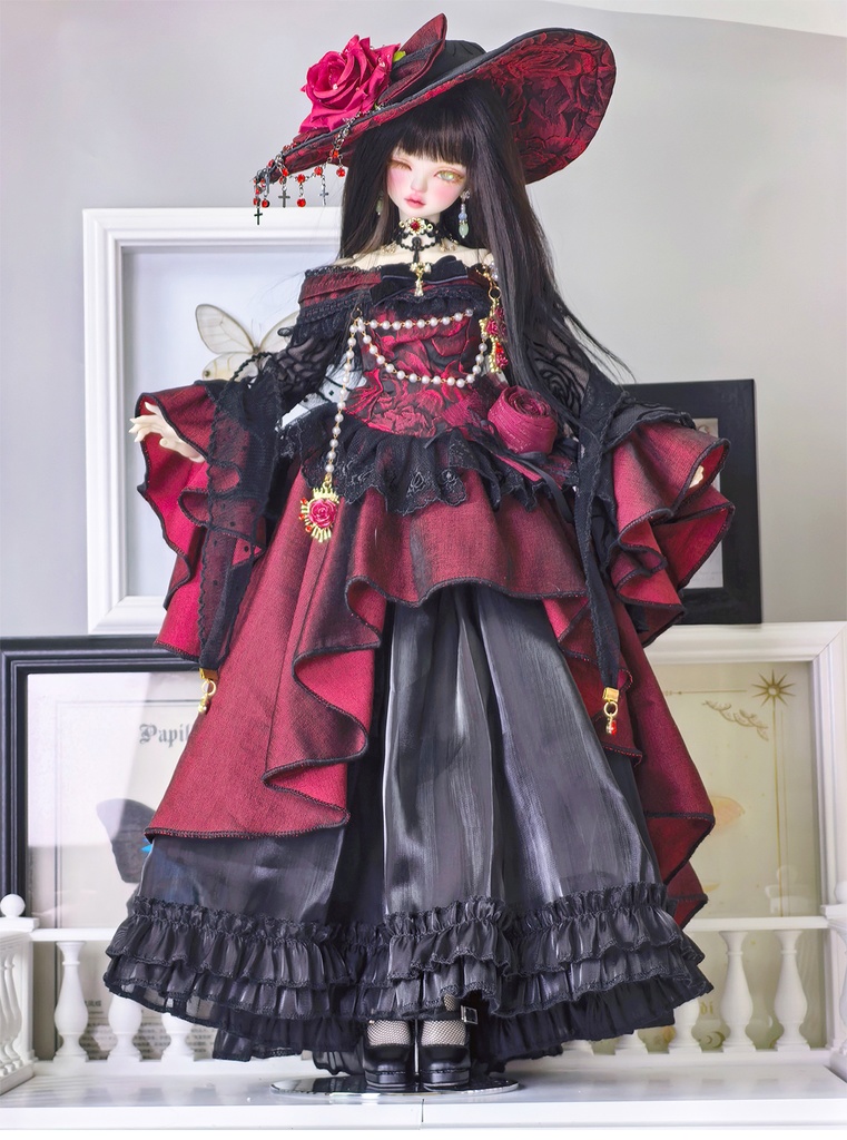 【1/4】ドール服 ブラック 11点セット ロココ調 宮廷風 エレガント 黑巴克小姐 一栗糖糖