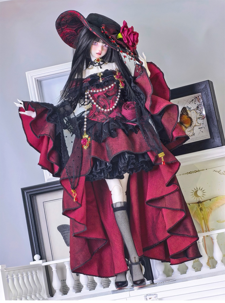 【1/4】ドール服 ブラック 11点セット ロココ調 宮廷風 エレガント 黑巴克小姐 一栗糖糖