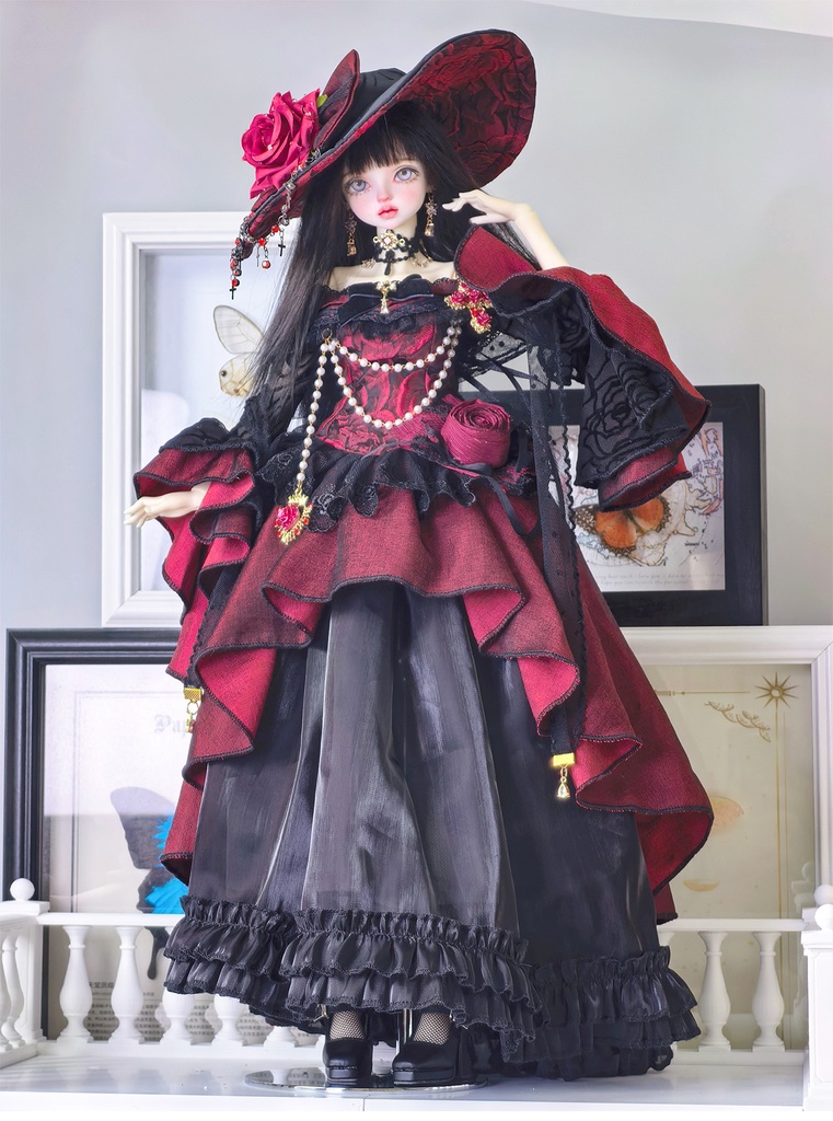 【1/4】ドール服 ブラック 11点セット ロココ調 宮廷風 エレガント 黑巴克小姐 一栗糖糖