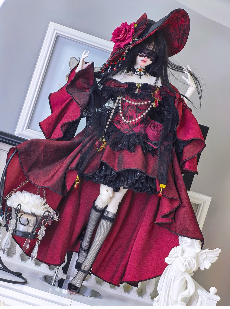 【1/4】ドール服　ブラック　11点セット　ロココ調　宮廷風　エレガント　黑巴克小姐 一栗糖糖