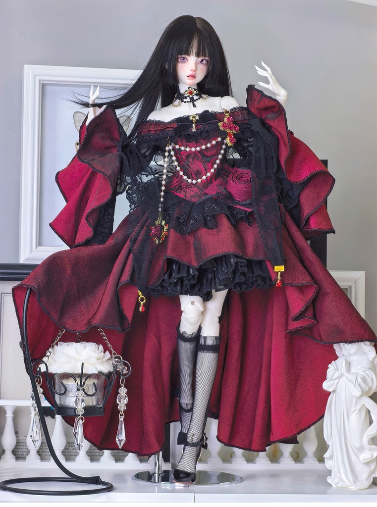 【1/4】ドール服 ブラック 11点セット ロココ調 宮廷風 エレガント 黑巴克小姐 一栗糖糖