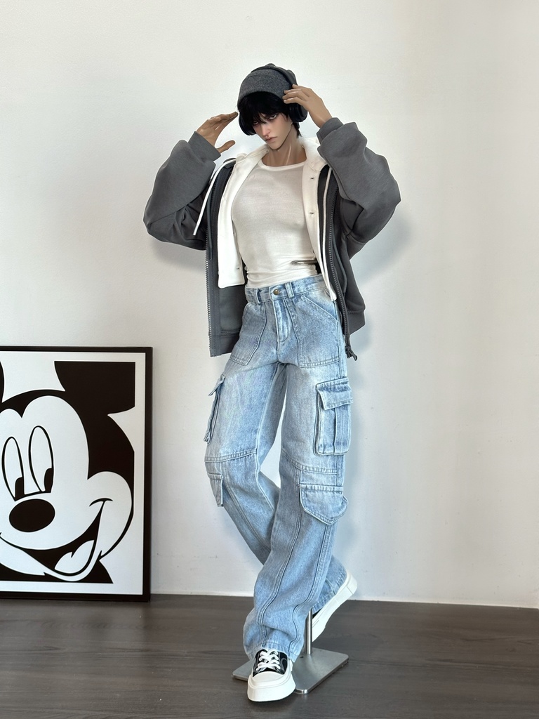【ID75】デニムカーゴパンツ　AM77　ドール服