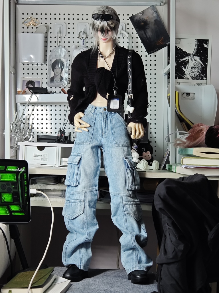 【ID75】デニムカーゴパンツ　AM77　ドール服