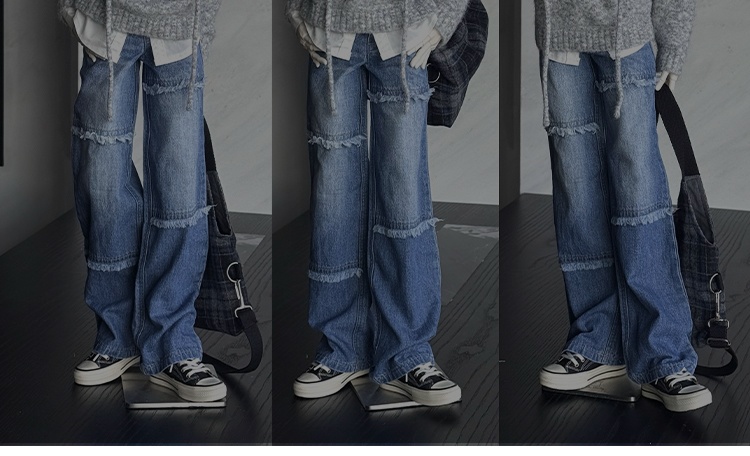 【1/4,ID75】デニムパンツ フリンジ加工 ドール服
