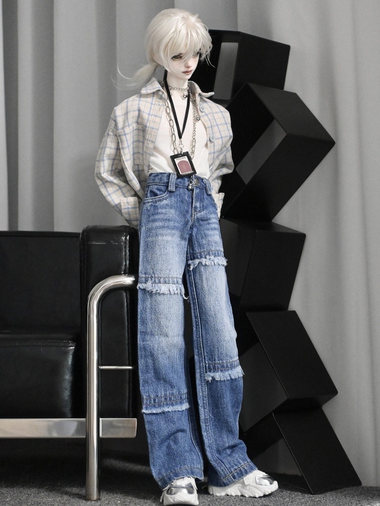 【1/4,ID75】デニムパンツ フリンジ加工 ドール服