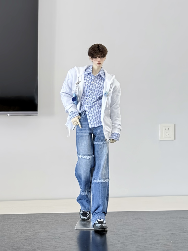 【1/4,ID75】デニムパンツ フリンジ加工 ドール服