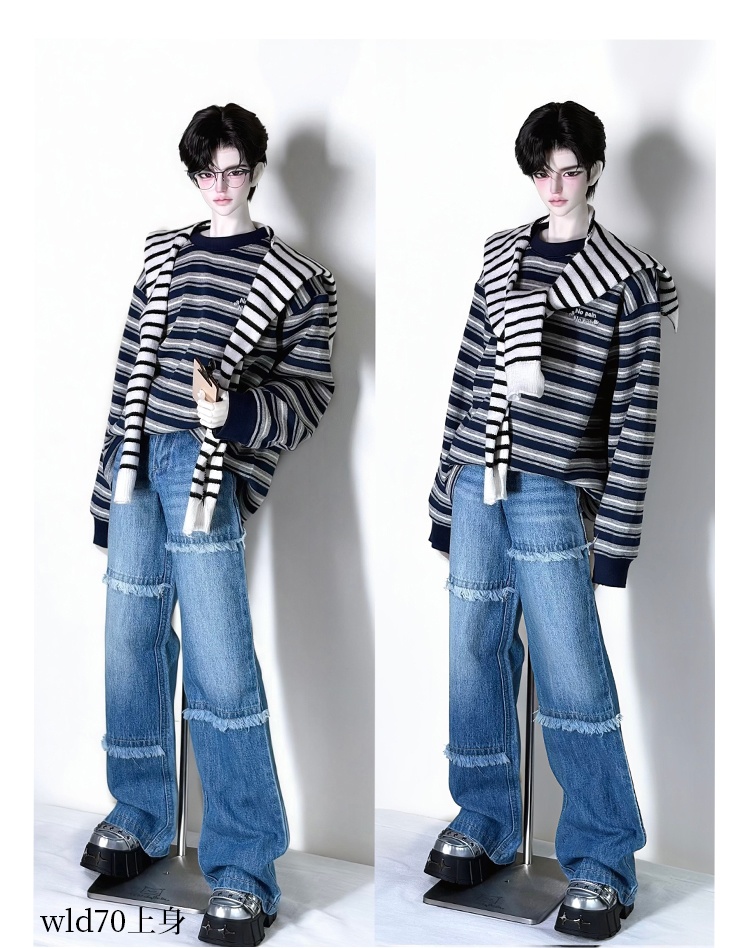 【1/4,ID75】デニムパンツ フリンジ加工 ドール服