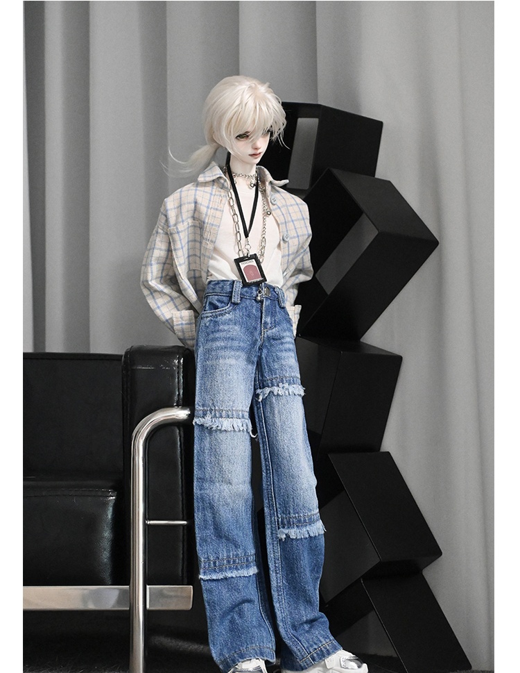 【1/4,ID75】デニムパンツ フリンジ加工 ドール服