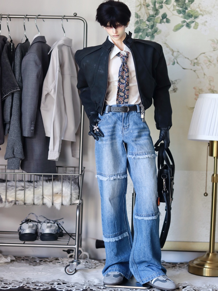 【1/4,ID75】デニムパンツ フリンジ加工 ドール服