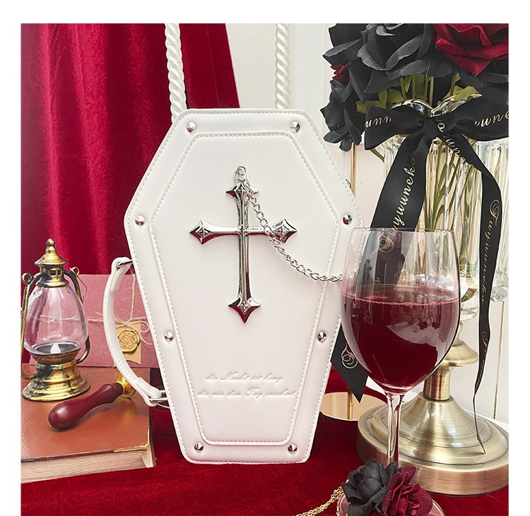 痛バッグ 20cmぬい対応 棺型 ゴシック ロリータ クリア窓