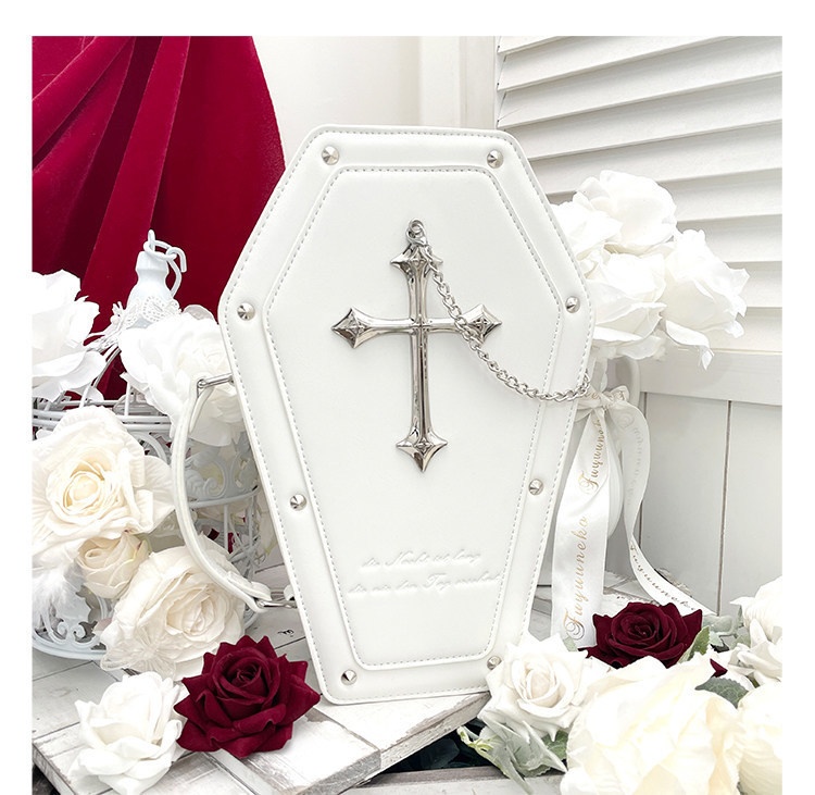 痛バッグ 20cmぬい対応 棺型 ゴシック ロリータ クリア窓