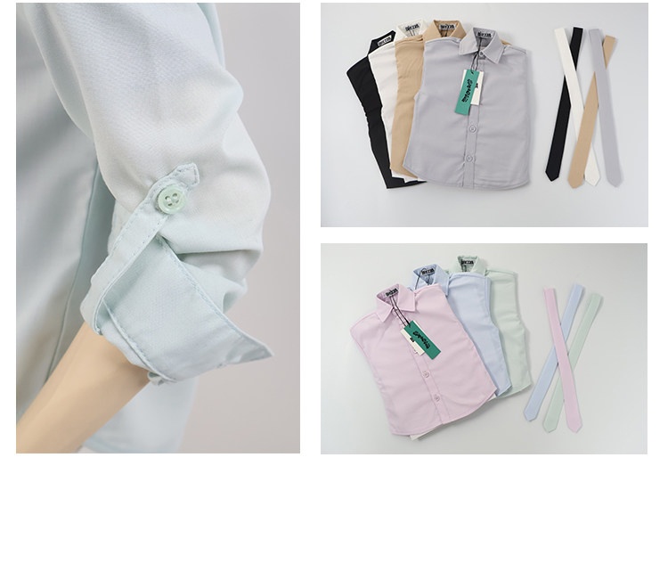 【ID75,73,77】シャツ 7色 同色系のネクタイ付き