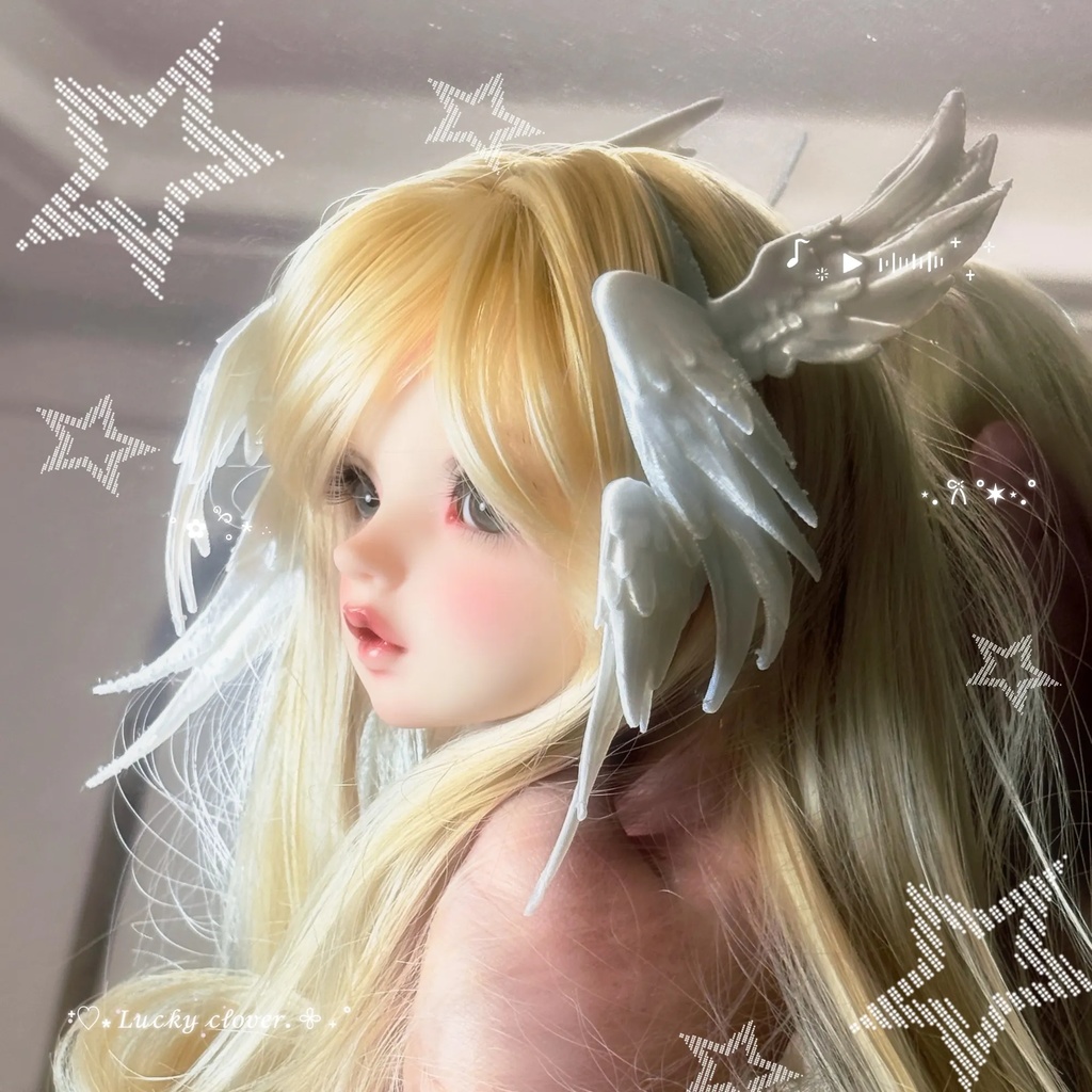 【1/4,1/3】天使 エンジェルウィング ヘッドドレス 白 黒