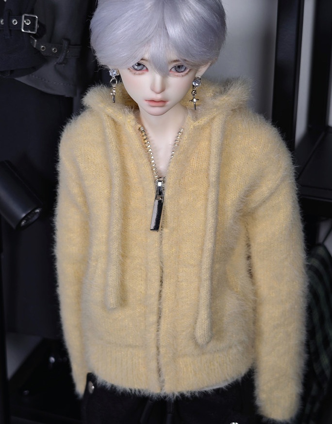 カーディガン ファスナー付きフード 1/4ドール服 4色展開