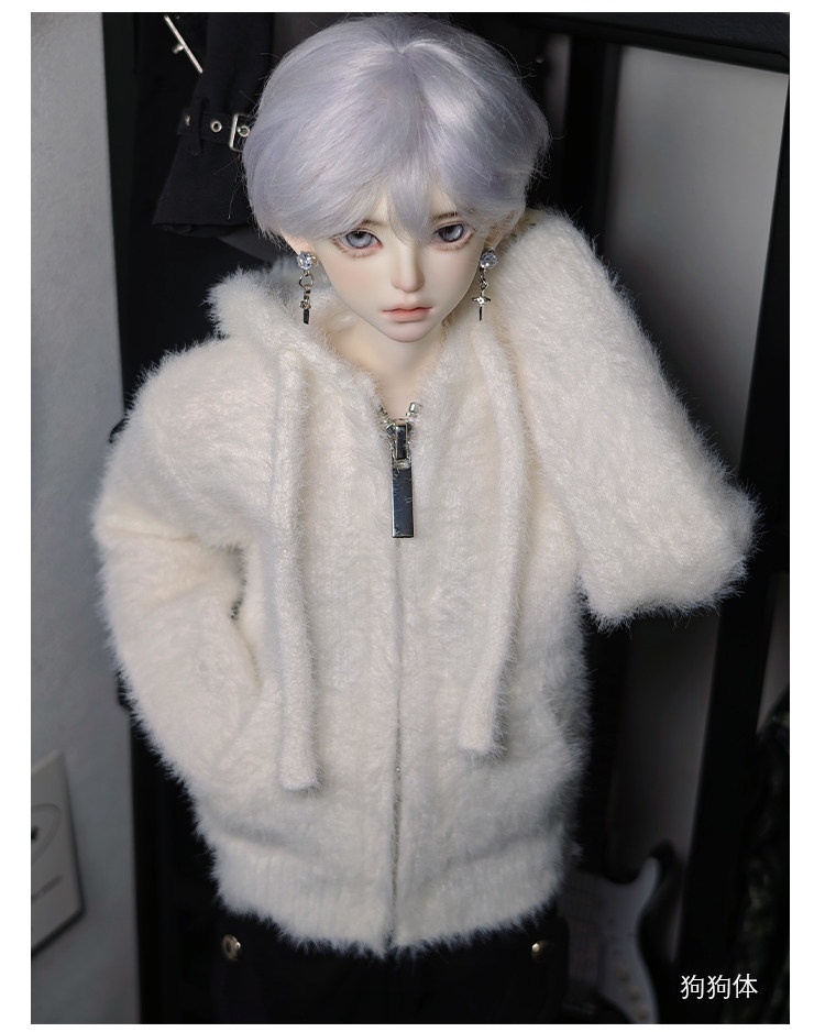 カーディガン ファスナー付きフード 1/4ドール服 4色展開