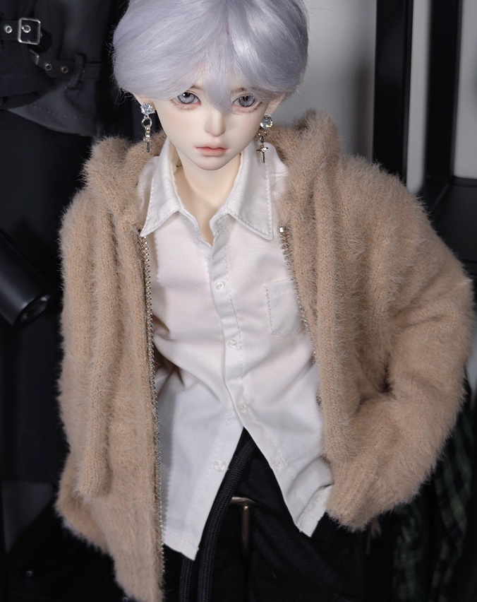 カーディガン ファスナー付きフード 1/4ドール服 4色展開