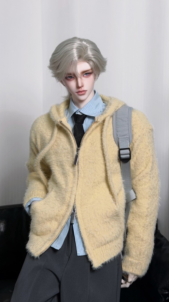 カーディガン ファスナー付きフード 1/4ドール服 4色展開