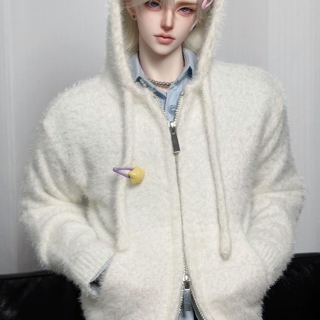 カーディガン ファスナー付きフード 1/4ドール服 4色展開