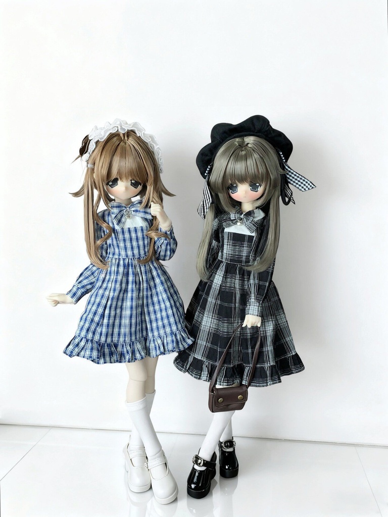 チェックワンピース　1/4ドール服　