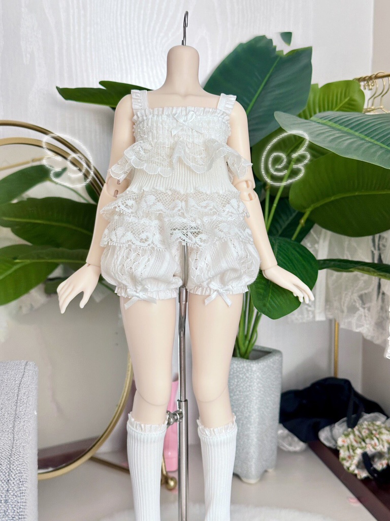 1/4ドール服 3点セット ピュアレース キャミセット