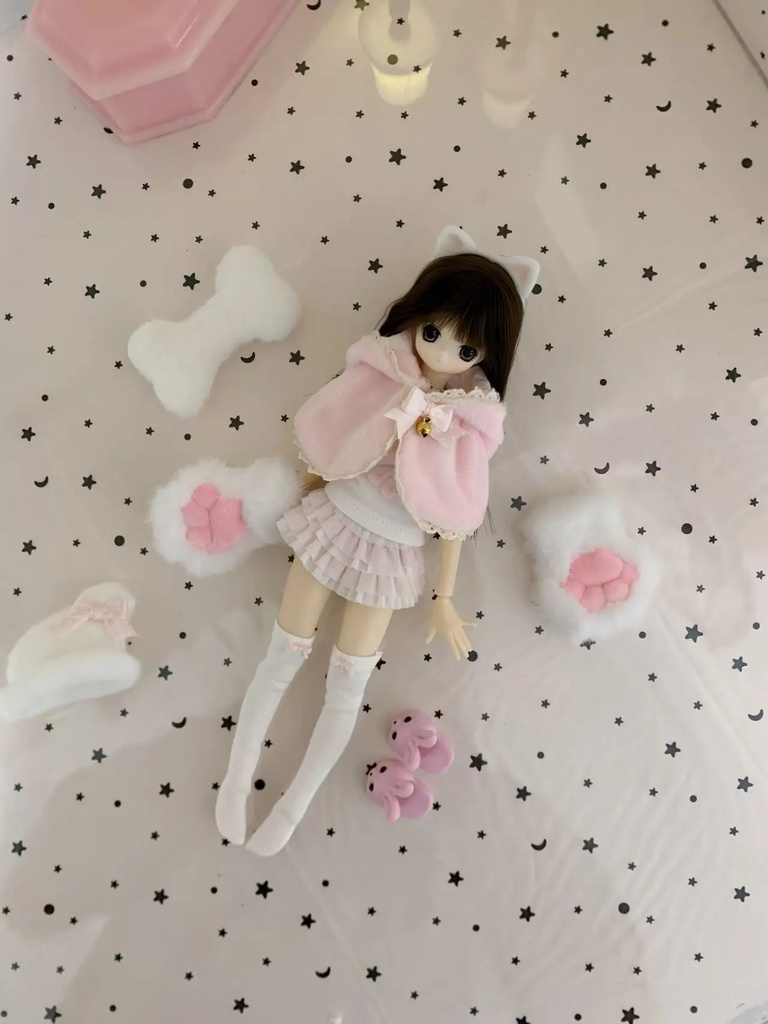 1/6ドール服 猫耳ケープ azone ob22 ob24