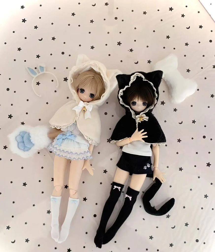 1/6ドール服 猫耳ケープ azone ob22 ob24