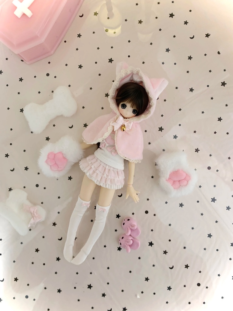 1/6ドール服 猫耳ケープ azone ob22 ob24