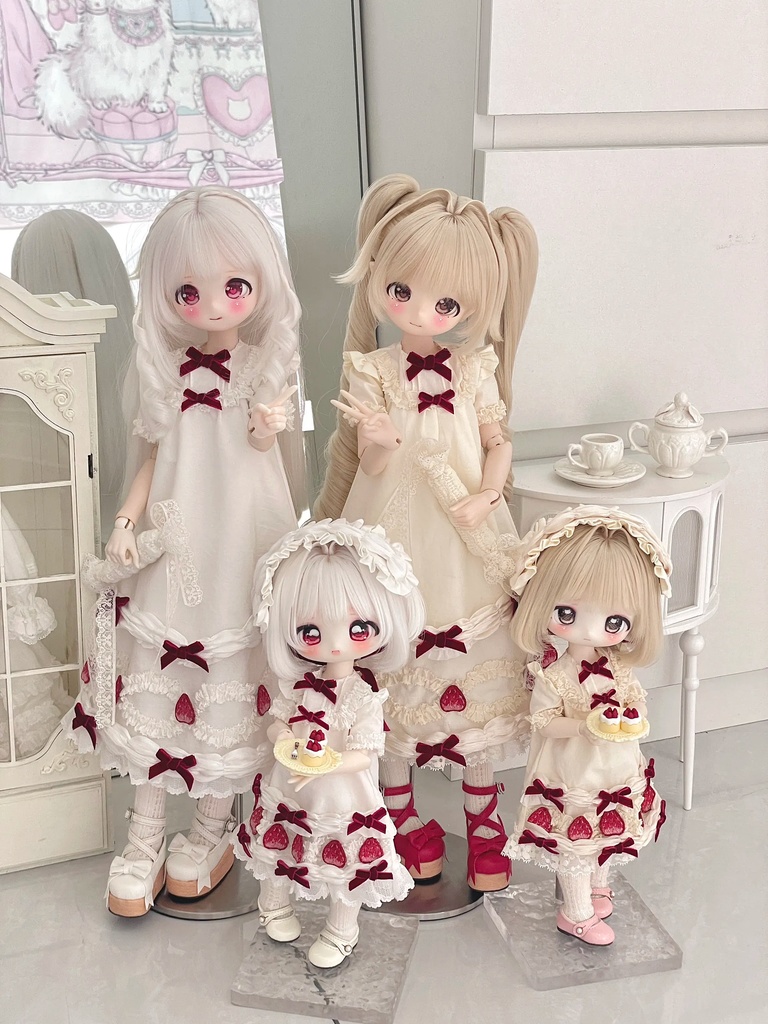 1/4ドール服 いちごクリーム 1/6ドール服 4点セット azone ob22 ob24