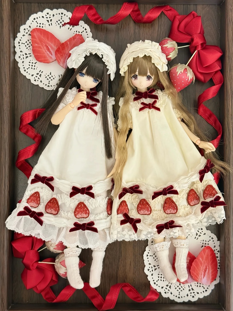 1/4ドール服 いちごクリーム 1/6ドール服 4点セット azone ob22 ob24